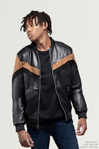 Image of X-Ray Men's Slim Fit Faux-Leather Moto Jacket with Removable Hood