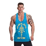 100% algodón Golds Gym Gimnasio Reino Unido GGVST003 para Hombre Entrenamiento Fitness Deportivo Mangas de Entrenamiento Superior del músculo del Oro Joe Stringer, Chaleco, Turquesa/Amarillo, M