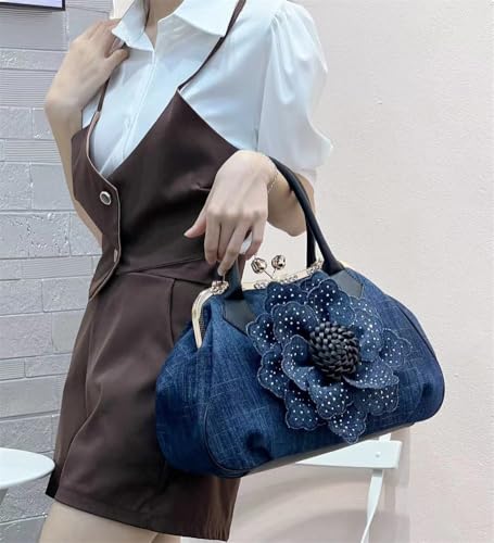 Bolso Tote de mezclilla con cierre romántico para mujer miniatura 2
