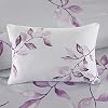 Madison Park Essentials Cozy Bed In A Bag Comforter with Complete Cotton Sheet Set - Trendy Floral Design All Season Cover, Decorative Pillow, Twin(68x86), Leaf Purple 9 Piece