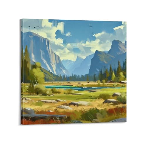 Ranch alpin de Mongolie poster de paysage art mural moderne WIZIGM