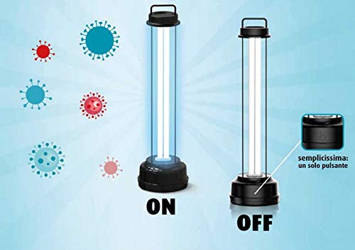 CFG Luke Lampada 55W UV-C Germicida, Disinfezione Purificazione Aria Ambiente, 3 Trattamenti, Fino a 60 mq, Con telecomando