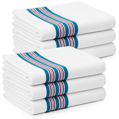 Linteum Textile Supply Hospital Receiving Blankets for Newborns 100% Cotton 30x40 in White w/Teal & Pink Stripes Classic Swaddle Wraps for Babies 6-Pack