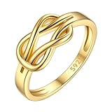 ChicSilver Knot Ring 14K Gold Plated Rings Love Womens Gold Rings Hypoallergenic Promise Ring for Her - Size 8