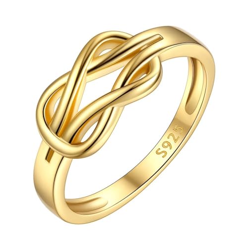 ChicSilver Gold Promise Ring 925 Sterling Silver Gold Plated Rings Love Knot Ring for Womens Promise Ring