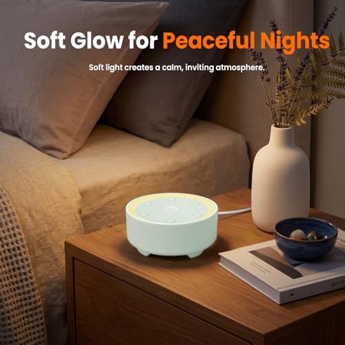 Image of Kipcush White Noise Machine for Sleeping, Baby & Adults, High-Fidelity Non-Looping Sounds, Sleep Sound Machine with Dimmable Night Light, USB Powered, Memory Function, Home, Nursery & Travel