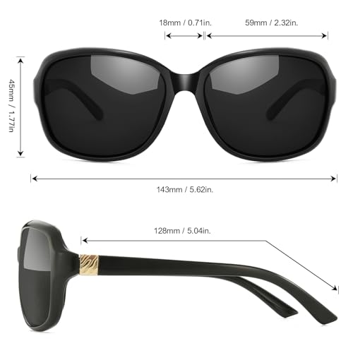 Image of SIPHEW Women's Polarized Sunglasses w UV400 Protection,Classic Sun Glasses | Vintage Sunnies,Wraparound Shade,Lightweight & Comfortable,Big Sunnies eyewear,Driving,Outdoors