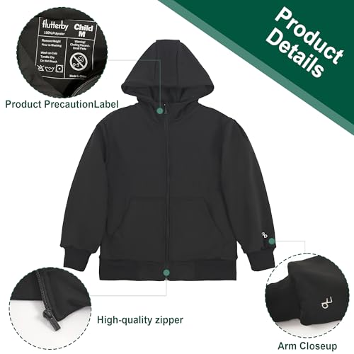Flutterby Kids Weighted Zip-Up Hoodie Sweatshirt Black, Discreet Soothing Sensory & Calming Solution4