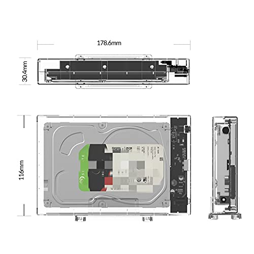 Caja externa transparente para HDD 3.5'' con USB 3.0 miniatura 6