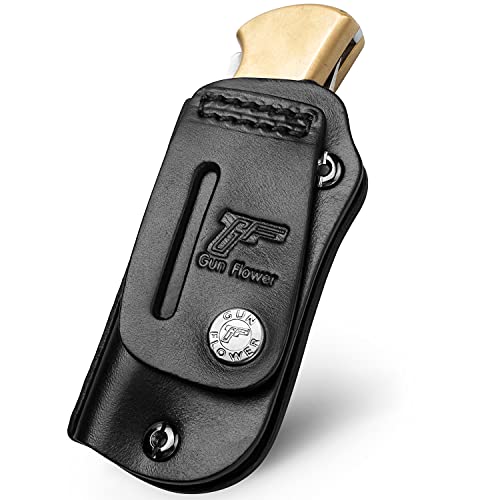 Leather Sheath for The Buck 110/112 Ranger Folding Knife (Knife not Included), Retention Adjustable, Fit 1.5'' and 1.75'' Wide Belt