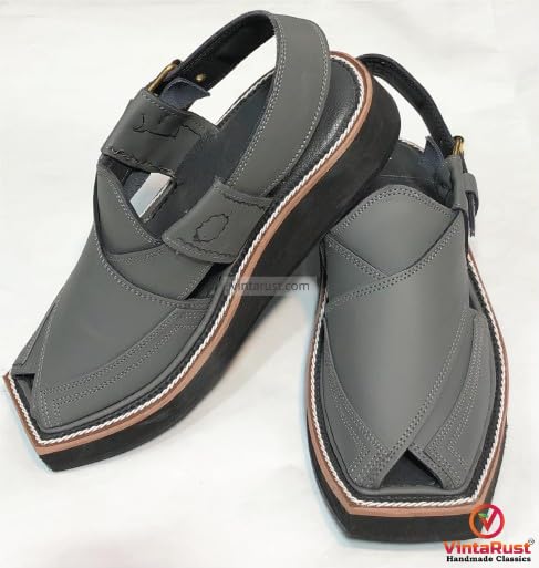 Peshawari Chappal For, Grey Gents Sandals, Stylish Men Leather Shoes, Wedding Shoes, Handmade Peshawari Sandals3