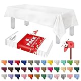 Grandipity White Plastic Table Cloth Disposable (6 Pk) 54in x 108in Plastic Tablecloths for Rectangle Tables - Premium Party Table Cloths Disposable for 6ft to 8ft Rectangle Tables