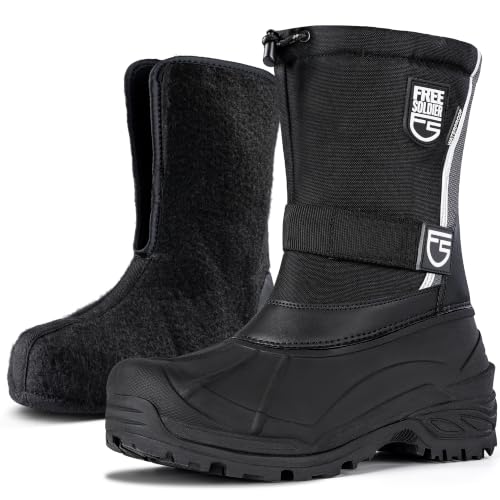 Image of FREE SOLDIER Mens Snow Boots Insulated Waterproof Hiking Winter Shoes Nonslip Outdoor Ankle Cold Weather Boots with Warm Inner