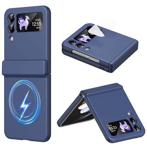 Coque Samsung Galaxy Z Flip3 antichoc pour le quotidien, étui silicone bleu à anneau amovible
