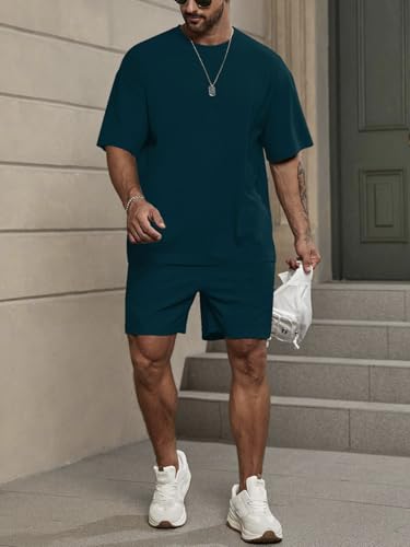 Image of Vogaan Men's T-Shirt and Shorts Set | Top & Shorts Night Suits Set | Night Wear for Men | Holiday Outfits for Men's