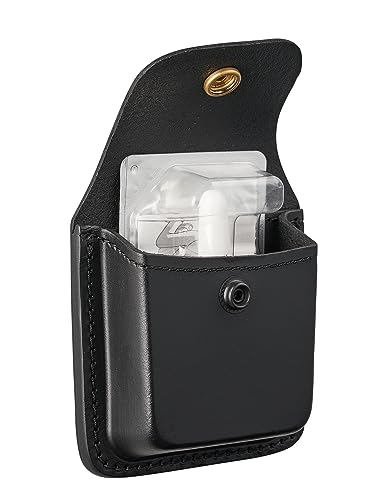 Perfect Fit Leather Nasal Spray Case for Naloxone Opiod Overdose Antidote Spray, First Aid Spray Case Black Leather with Brass Snap3