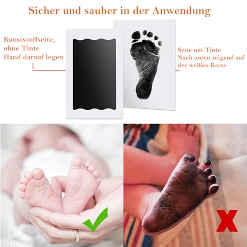 6 pcs Fußabdruck Baby Nabance Handabdruck Baby Clean Touch Pfotenabdruck set Hund Baby Fussabdruck Set Fußabdrücke Baby kommt nicht mit Farbe in Berührung für Baby Shower Familie Geschenk 0-6 Monate