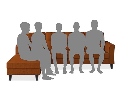 Image of Adorn India Maddox Tufted L Shape 6 Seater Sofa Set LHS (Rust) (3 Year Warranty)