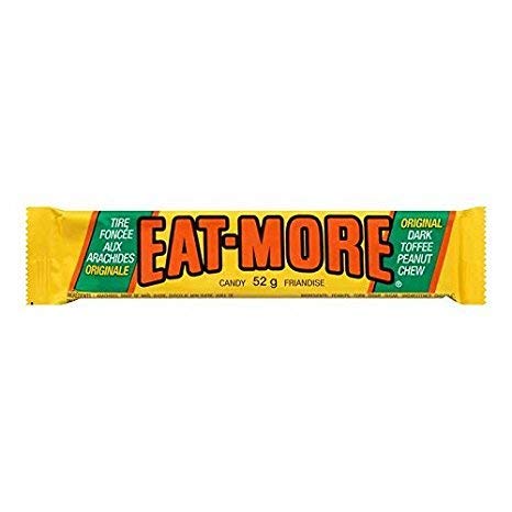 Lot of 10 Eat-more Candy Bars Dark Canada Toffee Peanut Chocolate Candy Bars 52 Grams Each From Canada