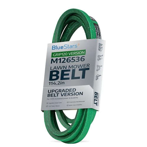 Image of [Upgraded Grip120] BlueStars M126536 Mower Deck Belt 1 /2 inch x 114.2 inch | For 38 inch & 42C Deck J-Deere LT133 LT150 LT155 LT160 LT166 LT180 Cub Cadet Lawn Mowers Replaces 01005375 01005375P Aramid Cord