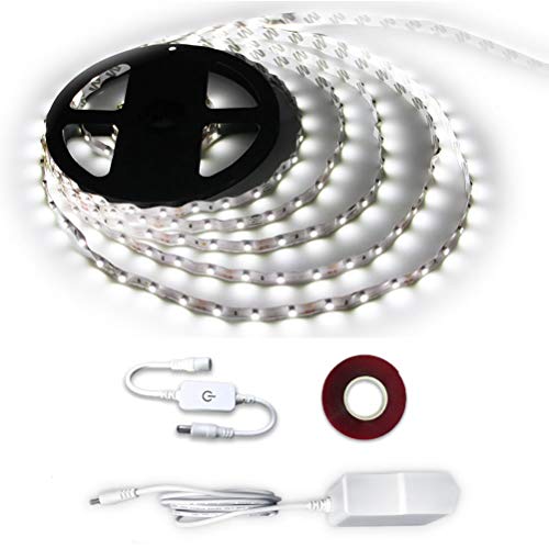 imenou Dimmable Led Strip Lights Kit, Vanity Makeup Mirror Lights Under Cabinet Closet Light Daylight White LED Ribbon Lights with UL Listed Power Supply 12V for Home Decoration 16.4feet/5m