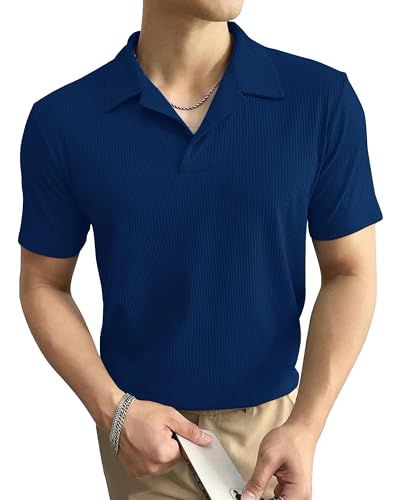 Image of I ENTERPRISE Cotton Blend Regular Fit Round Spread Collar Solid Short Sleeve T-Shirt for Men & Boys