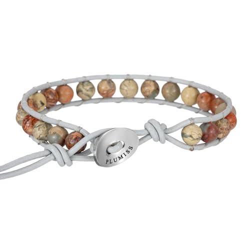 Image of Plumiss Women Boho Handmade Natural Stone Crystal Leather Bead Wrap Bracelets Collection