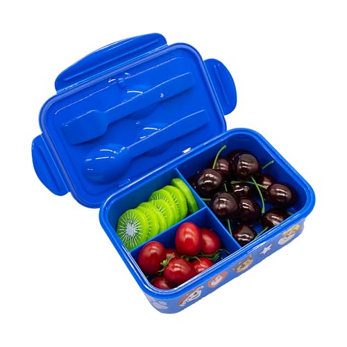 Image of Fast Forward Paw Patrol Bento Lunch Box for Kids | BPA-Free Food Container with Utensils | Chase, Marshall and Rubble Lunch Kit with 3 Compartments | Snack Box with Spoon & Fork