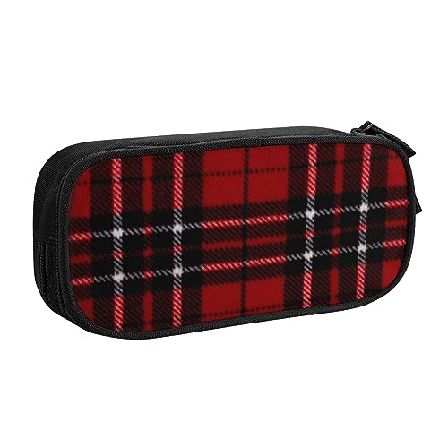 Astuccio per matite con stampa a quadri rosso e nero astuccio per trucchi portagioie portatile da viaggio nero Nero Taglia unica portamatite