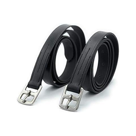 Astile Equestrian Leather Stirrup Leathers Adults Or Childs Black Brown Color Strong Leather With Soft Finish (54-Inch, Black) Cover