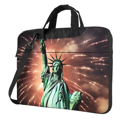Maletín para laptop con bandera Estatua de la Libertad 15.6 pulg miniatura 1