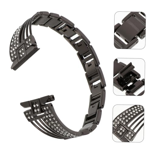 Correa de acero inoxidable resistente con banda de reloj de rhinestone elegante 7