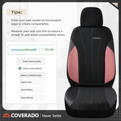 Image of Coverado Automotive Seat Covers Front Seats, Luxury, 2-Pack, Mesh Design, Pink Driver Seat Protectors, Universal Fit for SUVs, Trucks, Sedans