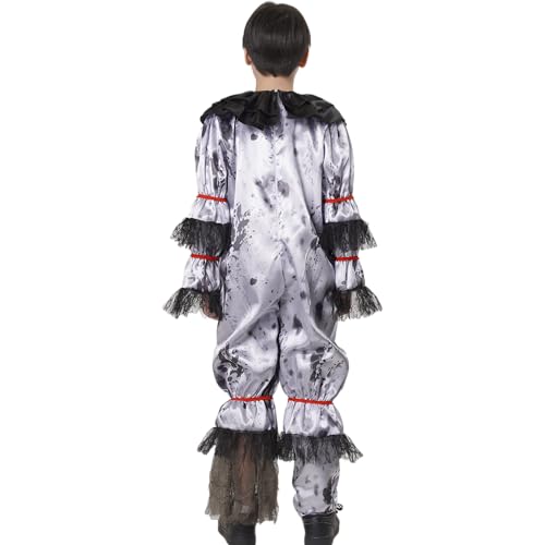 Disfraz de payaso aterrador infantil unisex gris miniatura 6