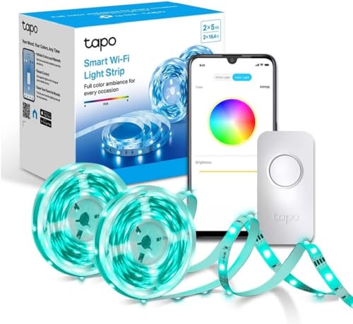 Tapo Ruban LED Connecté WiFi RGB 10m (5m*2), Bande LED Chambre Multicolore, Haute luminosité et Durable, Contrôle via WiFi App, Commande vocale, Compatible avec Alexa et Google Home, L900-10