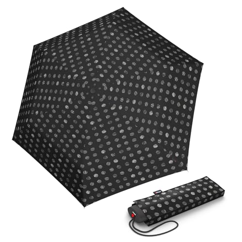 Knirps Regenschirm IS.050 pinta classic mit passender Schirmtasche I kleiner Regenschirm für unterwegs I Handöffner Taschenschirm I Mini Schirm sturmfest & leicht