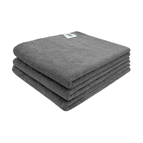 Image of SOFTSPUN Microfiber Cloth - 3 pcs - 40x40 cms - 340 GSM Grey - Thick Lint & Streak-Free Multipurpose Cloths - Automotive Microfibre Towels for Car Bike Cleaning Polishing Washing & Detailing