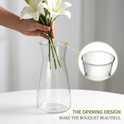 8 inch Flower Vase,Set of 2 Glass Vases for Flowers,Clear Glass Flower Vase for Centerpieces Table,Flower Bouquet Decoration,Wedding Decor Gift,Birthday,Living Room,Dining Table - Image 5