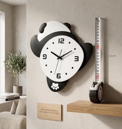 Image of cozyloom Cute Panda Wall Clock for Kids, Fun Animal-Shaped Decorative Clock for Nursery, Playroom, and Children's Bedroom | Modern Home Decor Wall Clock