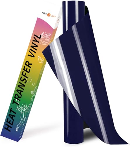 Image of HTVRONT HTV Vinyl Rolls Heat Transfer Vinyl - 12 inch x 8ft Dark Blue HTV Vinyl for Shirts, Iron on Vinyl for All Cutter Machine - Easy to Cut & Weed for Heat Transfer Design (Dark Blue)