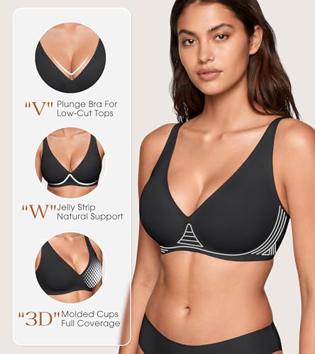 Save on Women's Wireless Jelly Plunge Bra - Deep V Seamless Bralette - Image 2
