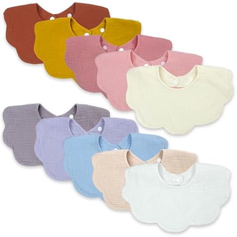 DOSMINE Baby Bibs Baby Drooling Bibs Snap Bibs Muslin Bibs for Drooling & Teething Drool Bibs Feeding Bibs for Boys Girls Cover