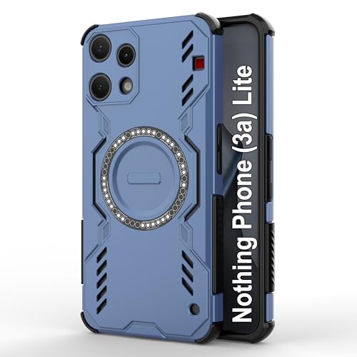 Image of Zapcase Back Case Cover for Nothing Phone 3a Lite | Magnetic Case with Built-in Metal Ring | Supports MagSafe Charger, Wallet & Car Mount | Shockproof Hybrid PC + TPU | Blue