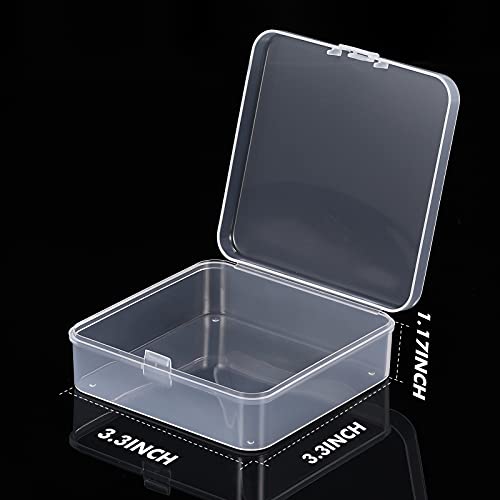 Image of 6 Pieces Mini Plastic Clear Beads Storage Containers Box for Collecting Small Items, Beads, Jewelry, Business Cards, Game Pieces, Crafts (3.3 x 3.3 x 1.1 Inch)
