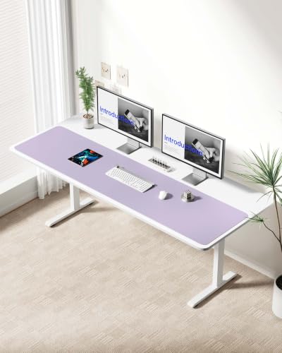 Image of YSAGi Leather Desk Protector, Office Mat, Large Mouse Mat, Non-Slip PU Leather Blotter, Laptop Desk Mat, Waterproof Writing Pad for Office and Home(Light Purple, 63 inch x 17.2 inch)