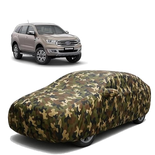 Image of Sulfar 100% Waterproof Car Body Cover Compatible with Mirror for Ford Endeavour with Long Lasting Durable Material (Triple Stitched, Full Bottom Elastic, Camouflage Army)