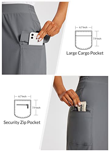 Baleaf Women's Skorts Skirts Hiking Cargo Skorts Pockets 19" Knee Length Long Athletic Quick Dry Skirts Upf 50 Dark Gray L #TOP3