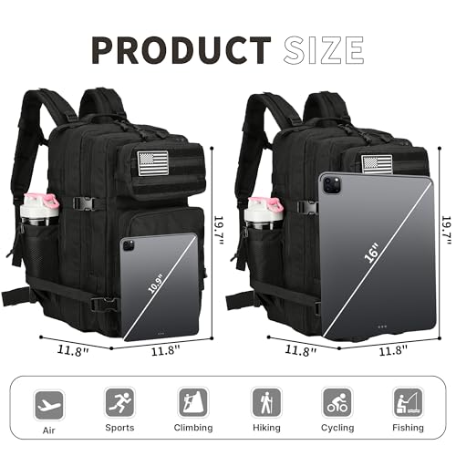 Lovelinks21 45L Tactical Assault Backpack 3 day assault pack with Molle Waterproof backpack Rucksack for Tactical Backpacks (Black-2)