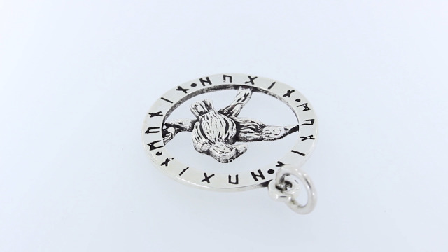 AFP Odins Raben Anhänger - 925 Sterling Silber Mit Runen