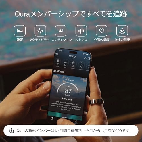 Oura Ring 第4世代 スマートリング – シルバー – サイズ10 画像4